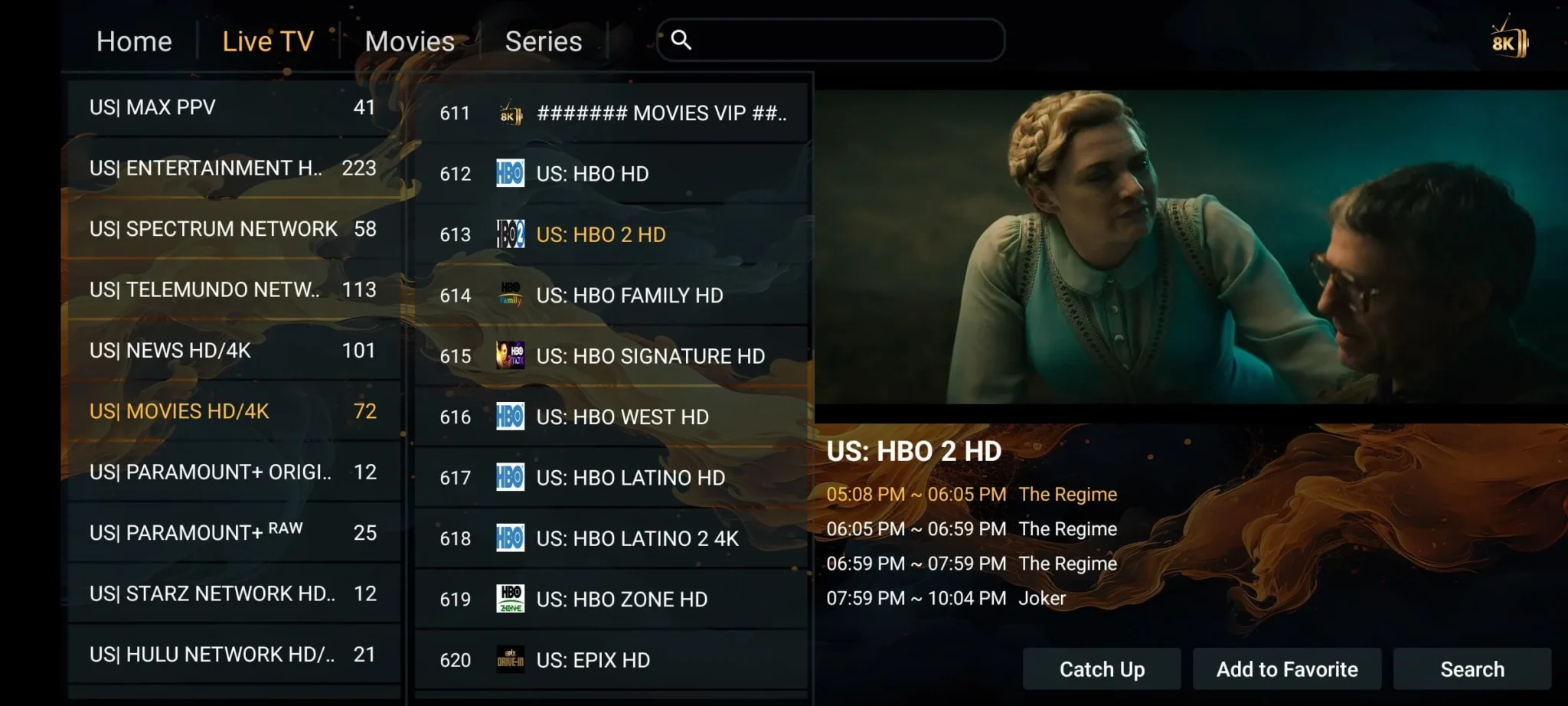 IPTV Kopen Smart schermafbeelding live TV interface